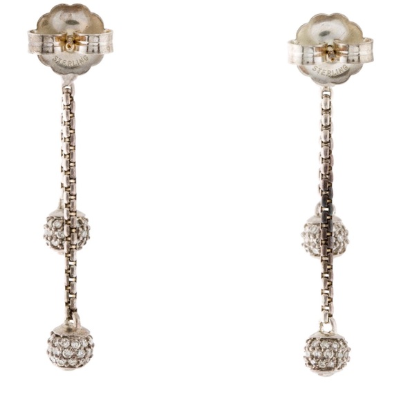 David Yurman $3200 Diamond Bell Drop Earrings -Sterling Silver + 18K Gold - Picture 4 of 8